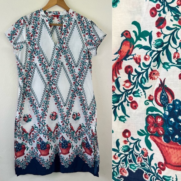 W For Woman 100% Cotton Short Sleeve Bird Printed Traditional Ethnic Kurta - Picture 1 of 16